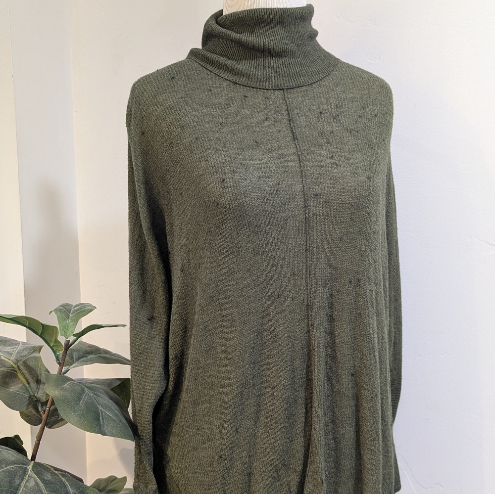 Trouve Olive Green Cowl Neck Sweater Lightweight Knit XS